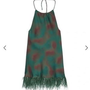 We wore what halter feather foliage dress